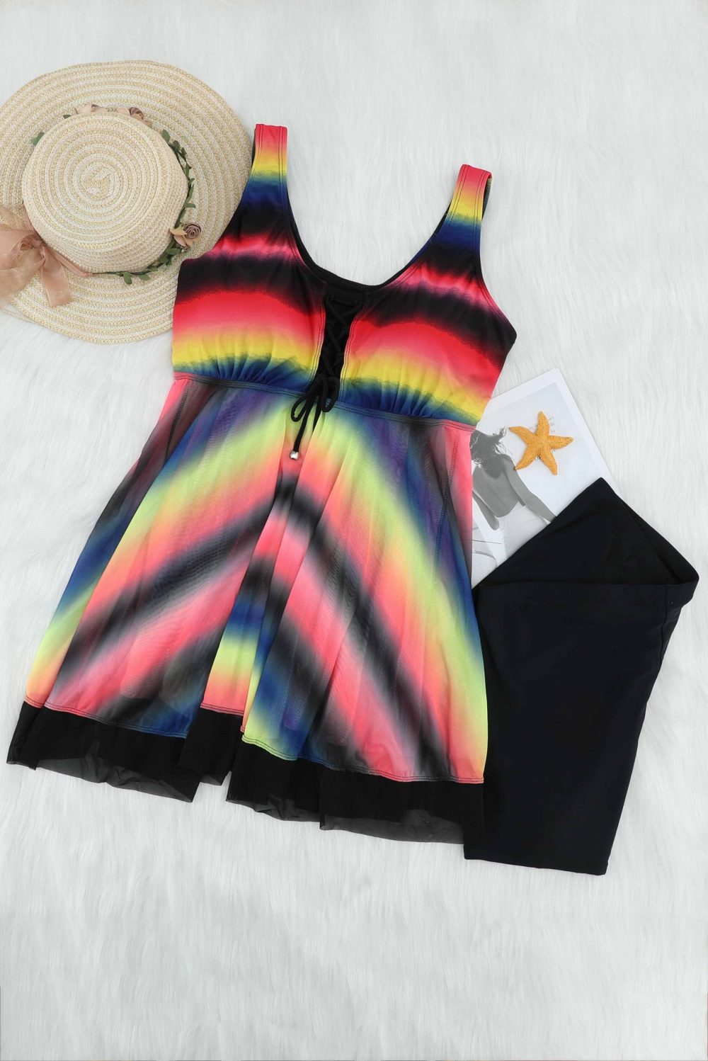 Lucie Womens 2 Piece Swimsuits Tankini Top Set with Boy Shorts Swimdress Multicolor