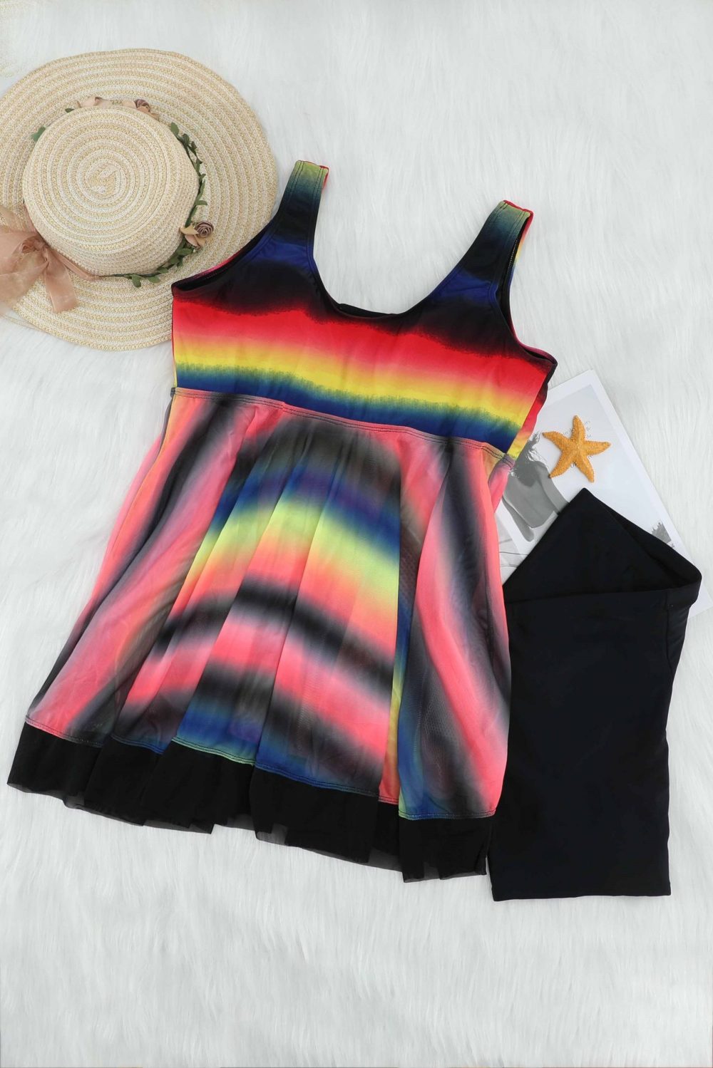 Lucie Womens 2 Piece Swimsuits Tankini Top Set with Boy Shorts Swimdress Multicolor