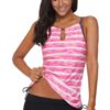 Sundry Womens Red Print Straps Tankini 2pcs Swimsuits Set with Boyshorts