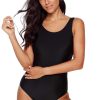 Crispin Women's Criss Cross Back One Piece Swimsuit Black
