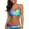 Sienna Women's Two Piece Tie Dye Bikini Swimwear Set Blue Green
