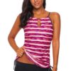 Sundry Womens Red Print Straps Tankini 2pcs Swimsuits Set with Boyshorts
