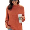 Rosario Women's Turtleneck Long Batwing Sleeve Oversized Chunky Sweater White