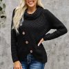 Stellar Turtleneck Buttoned Wrap Sweater Black