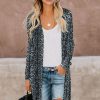 Dolan Womens Black Leopard Print Open Front Casual Cardigans