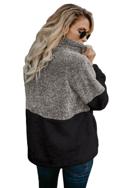 Edie Womens Zipper Pullover Hoodies Sweatshirt Outwear with Pockets Gray Taupe