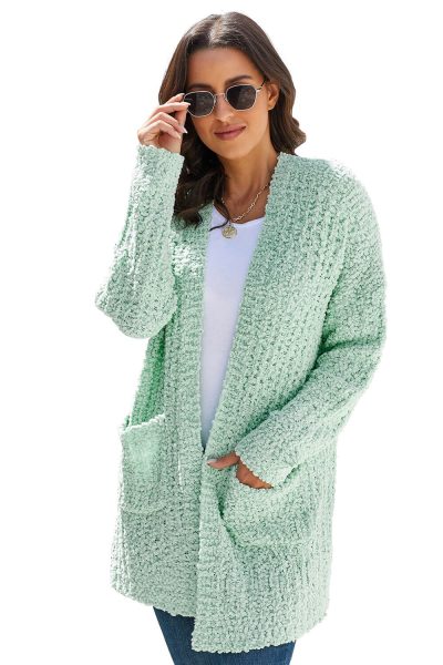 Jaime Women's Long Sleeve Soft Chunky Creamy Knit Sweater with Pockets