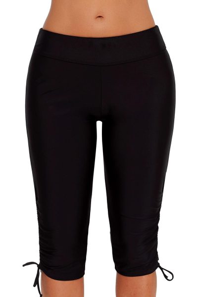 Abigail Women's Side Drawstring Rash Guard Boardshort Black