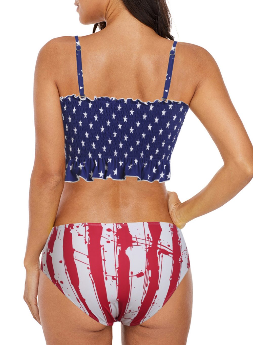 Simona Womens 2 Pieces Bandeau Off Shoulder High Waist Bathing Suit White Red