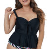 Corey Adjustable Straps Ruffled Tankini with Floral Panty Plus Size Swimsuit Black