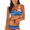 Everly Women's Boho Stripes Push up Bikini Swimsuits Set Black