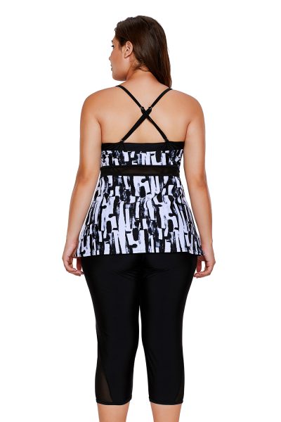 Hermia Women Color Block Striped Tankini Swimsuits with Boyshorts Swimwear
