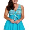 Dylan Women's Plus Size Two Pieces Tankini Swimdress Tribal Print Swimwear