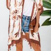 Sacha Bohemian Print Open Front Loose Kimono Beach Cover up Orange