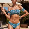 Aiden Sexy Printed Sleeve Smocked Two Piece Bikini