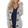Rilke Women's Fur Hood Horn Button Sweater Cardigan White