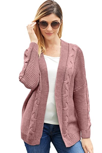 Darya Women's Chunky Wide Long Sleeve Knit Cardigan White