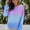 Tarian Women's Color-Block Tie Dye Long Sleeve Pullover Sweatshirt Black