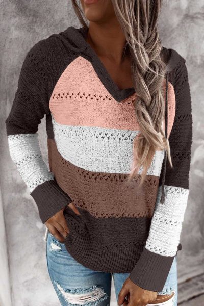 Zosime Women's Combo Block Knit Hoodie Black
