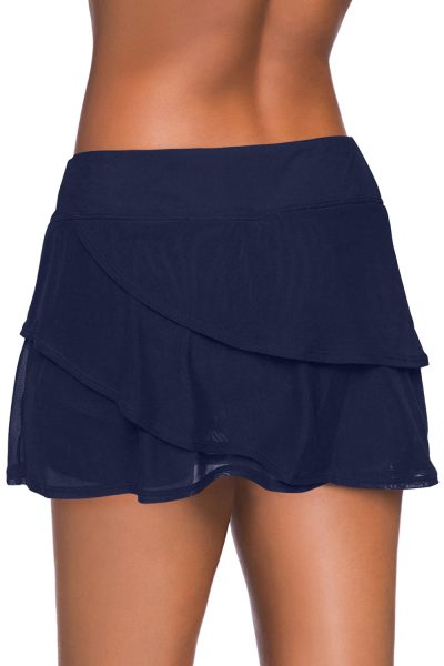 Chloe Womens Blue Tiered Swim Culotte