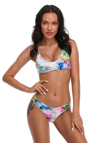 Dale Women's Push Up Low Neckline Strappy Swimsuits Set
