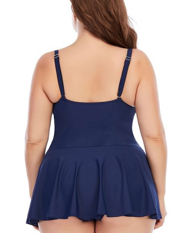 Joanna Women's Tummy Control Swimsuit Solid Color Hollow-Out Stripe Dresses
