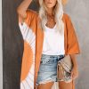 Grace Womens Tie Dye Open Front Kimono Cardigan Long Orange