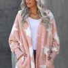 Nita Women Lapel Collar Scatter Star Fuzzy Coat Pink