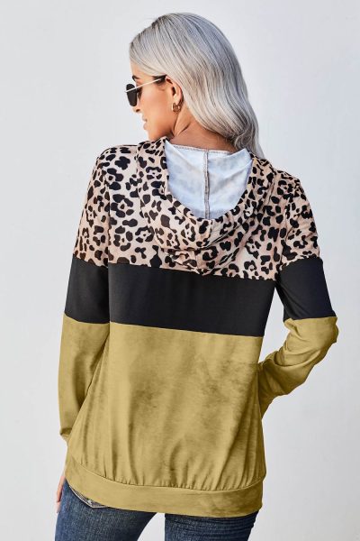 Samira Women Tie Dye Yellow Colorblock Leopard Hoodie