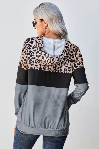 Tani Womens Leopard Gray Leopard Tie Dye Colorblock Hoodie