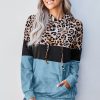 Tulla Women's Leopard Tie Dye Colorblock Hoodie Blue