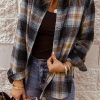 Danae Women's Oversize Rounded Hem Plaid Shirt with Slits Black