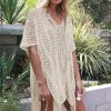 Karida Women's Crochet Knitted Tassel Tie Kimono Beachwear Apricot