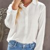 Lorraine Women's Textured Solid Color Basic Shirt White