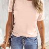 Nydia Women's Solid Color Crew Neck Tee Pink