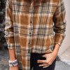 Roberta Women's Oversize Rounded Hem Plaid Shirt with Slits
