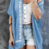 Virginia Women's Sky Blue Retro Floral Pattern Kimono Beach Cover up