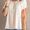 Zoey Women's Crochet Eyelet Short Sleeves Top Apricot
