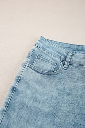Dusk Blue Acid Wash Extra Wide Leg High Waist Long Jeans - Image 7