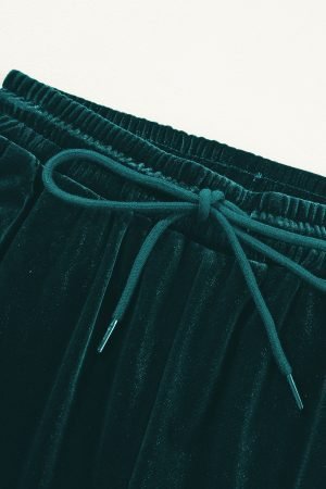 Evergreen Solid Drawstring Waist Wide Leg Pants - Image 7