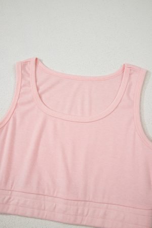 Light Pink 3 Pcs Crop Tank Top Shorts with Cardigan Lounge Set - Image 5