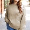 Khaki Star Pattern Drop Shoulder Plus Size Sweater