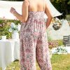 Multicolour Plus Size Paisley Print Sleeveless V Neck Jogger Jumpsuit