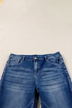 Dirty blue Plus Size High Waist Side Slits Flare Jeans - Image 7