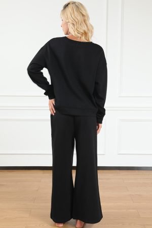 Alternative view of Black Ultra Loose Textured 2pcs Slouchy Outfit