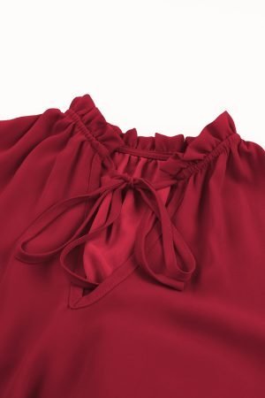 V Neck Long Sleeve Ruffle Tiered Mini Dress - Image 8