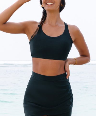 Black Crossover Bikini Tank and Skort Swimwear