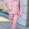 Pink Santa Claus Snowflake Long Sleeve Shirt Christmas Pajama Set