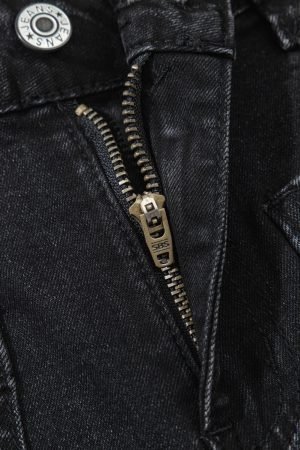 Black Wide Leg Pocketed High Waist Jeans - Image 8