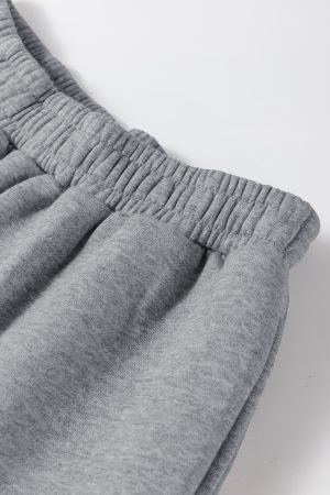 Gray Solid Drop Shoulder Hoodie and Joggers Activewear Set - Image 8